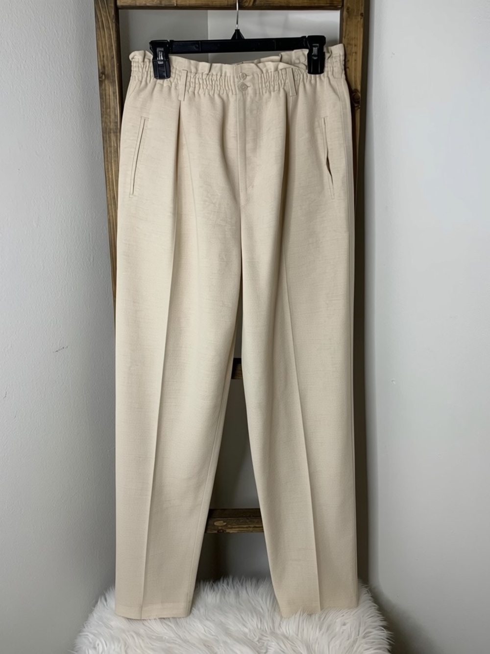 J. Crew Straight-Leg Linen-Blend Pants in Cream Size 4